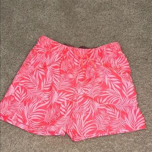 Kids Pink Leaf-Print Elastic Waist Shorts